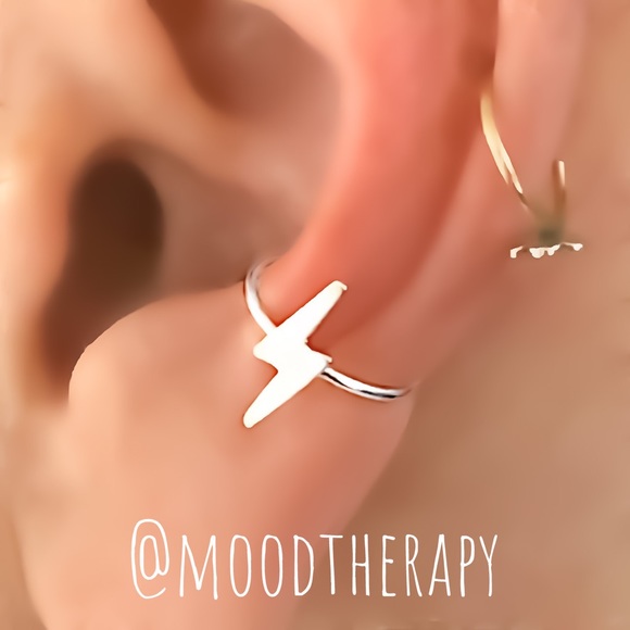 Lightning Bolt Ear Cuff Fake Cartilage Earring Conch Earcuff 925 Sterling Silver - Picture 1 of 7
